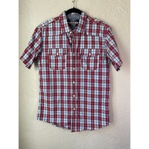 Ecko Unltd. Mens Medium Plaid Short Sleeve Button Up Shirt Casual